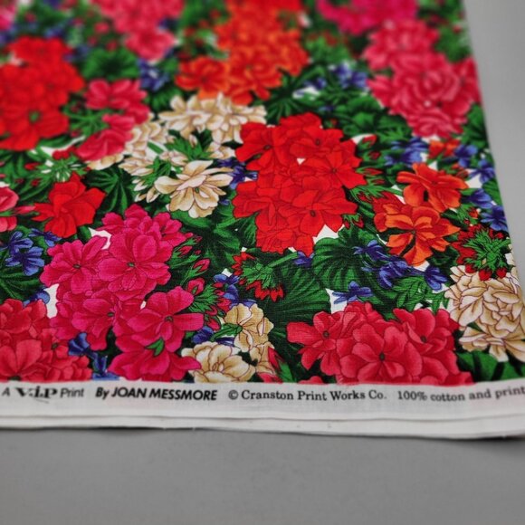 Cranston Floral Cotton Fabric Big Flowers By Joan Messmore 1 1/3 Yards - Picture 4 of 5